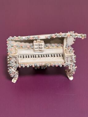 Meissen Vintae Rare Germany Porcelain Floral Flower Piano Pink Blue 100+ Yrs